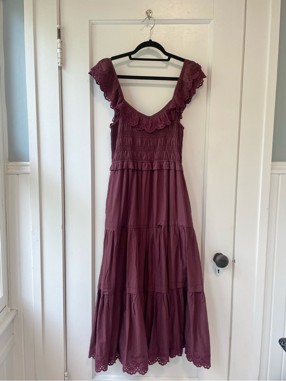 Madewell Lucie Cotton Eyelet Dress | Wine |Women’s Size 6